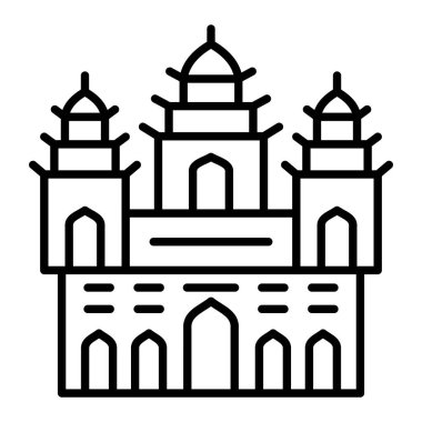 Angkor Wat Simgesi, Basit Siyah ve Beyaz Vektör İllüstrasyonu