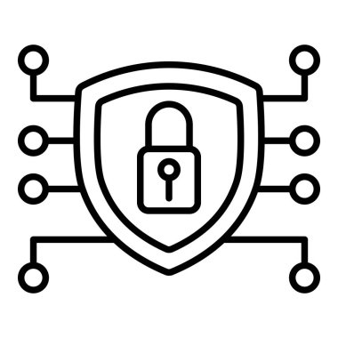 Şifrelenmiş Simge, Basit Siyah ve Beyaz Vektör İllüstrasyonu