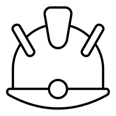 Miğfer Simgesi, Basit Siyah ve Beyaz Vektör İllüstrasyonu