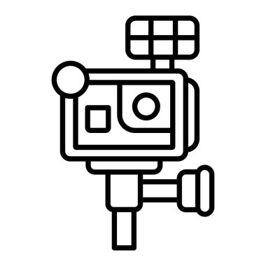 Eylem kamerası Simgesi, Basit Siyah ve Beyaz Vektör İllüstrasyonu