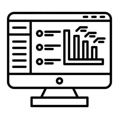 Gösterge Paneli Simgesi, Basit Siyah ve Beyaz Vektör İllüstrasyonu