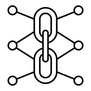 Zincir Simgesi, Basit Siyah ve Beyaz Vektör İllüstrasyonu