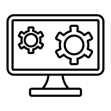 Vites Simgesi, Basit Siyah ve Beyaz Vektör İllüstrasyonu