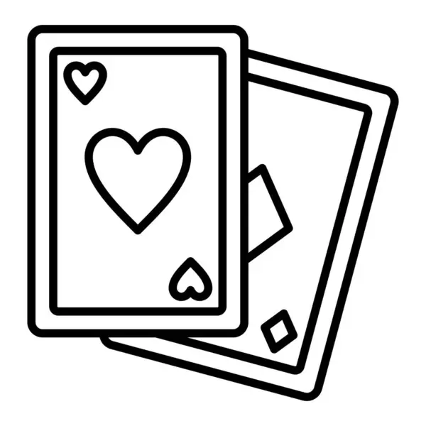 Poker Kartları Simgesi, Basit Siyah ve Beyaz Vektör İllüstrasyonu