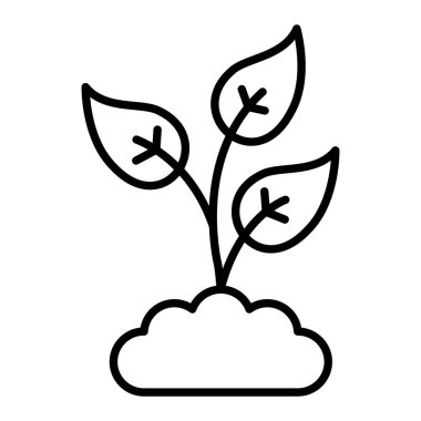 Ayrılma Simgesi ile Sapling, Basit Siyah ve Beyaz Vektör İllüstrasyonu