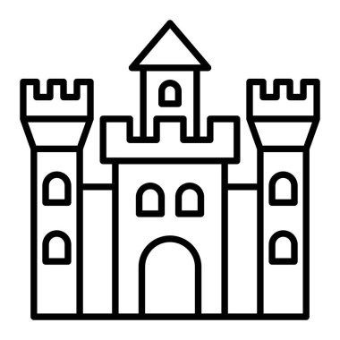 Şato Simgesi, Basit Siyah ve Beyaz Vektör İllüstrasyonu