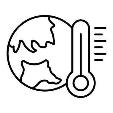 Küresel Isınma Simgesi, Basit Siyah ve Beyaz Vektör İllüstrasyonu
