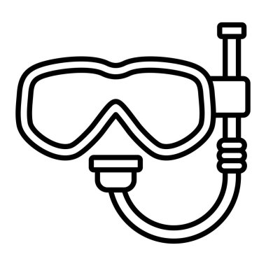 Dalış Maskesi Simgesi, Basit Siyah ve Beyaz Vektör İllüstrasyonu