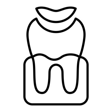 Diş Doldurma Simgesi, Basit Siyah ve Beyaz Vektör İllüstrasyonu