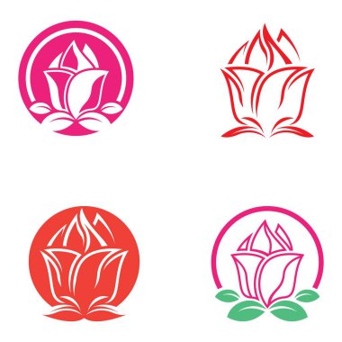 Çiçek logo vektör simgesi tasarımı