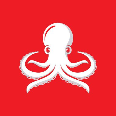 Ahtapot deniz ürünleri logo şablonu tasarımı