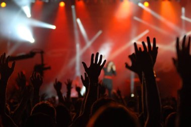 Konserde kaldırılan ellerin silueti