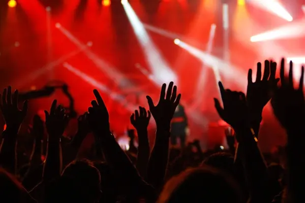 Konserde kaldırılan ellerin silueti 