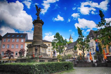 Germany , Siegburg. Angel statue. Landmark on the market square of Siegburg .May 07, 2014 clipart