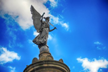 Germany , Siegburg. Angel statue. Landmark on the market square of Siegburg .May 07, 2014 clipart