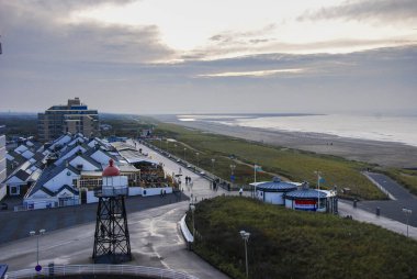 Kijkduin, Lahey, Hollanda. 11 Kasım 2012. Kijkduin sahilindeki deniz fenerinin simgesi.