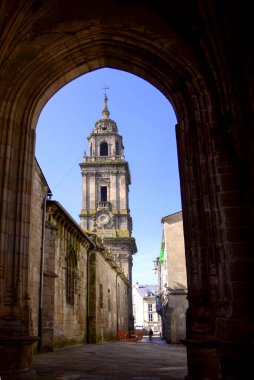 Lugo, Galiçya, İspanya. 3 Ekim 2007. Lugo 'nun şehir manzarası katedral manzaralı