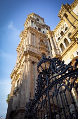 Malaga, İspanya. Malaga Katedrali 'nin mimari fotoğrafı. 06, 2019