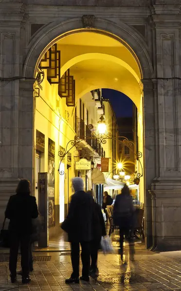 stock image Malaga,Spain. Street scene in the pedestrian zone in the evening. March 19, 2018