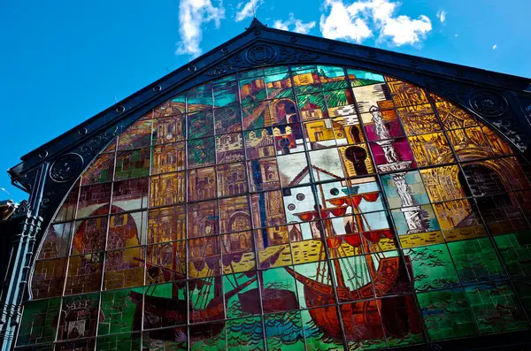 stock image Malaga,Spain. Glas facade of the Market hall 