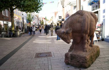 Aurich , East Frisia, Lower Saxony. Charming pedestrian zone in the district town of Aurich in East Frisia in the North Sea coast vacation region. October 4th, 2024 clipart