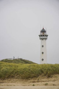 Egmond aan Zee, Kuzey Hollanda, Hollanda. Mimarlık. Van Speijk deniz feneri, şehrin simgesi. 8 Kasım 2024