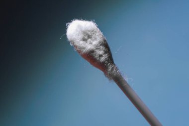 macro close up photo of a single cotton ear hygiene swab isolated with text space clipart