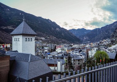 Andorra de Vella, Andorra. City view of Andorra de Vela, City in the Pyrenees mountains clipart