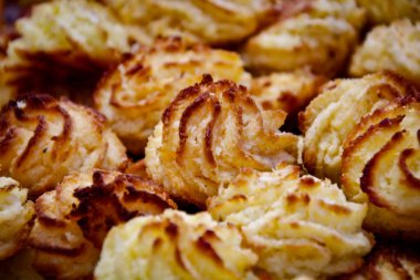 Galiçya, İspanya. Festivalde tezgahta İspanyol kurabiyeleri. 27 Ağustos 2017