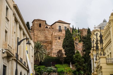 Malaga, Endülüs, Costa de Sol, İspanya. Alcazaba de Malaga 'nın ayrıntıları. 7 Mart 2025