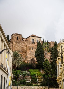 Malaga, Endülüs, Costa de Sol, İspanya. Alcazaba de Malaga 'nın ayrıntıları. 7 Mart 2025