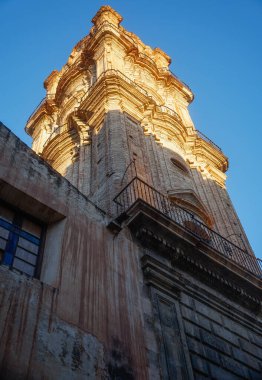 Malaga, Costa del Sol, Endülüs, İspanya. Malaga Katedrali 'nin mimari fotoğrafı. 15 Mart 2025