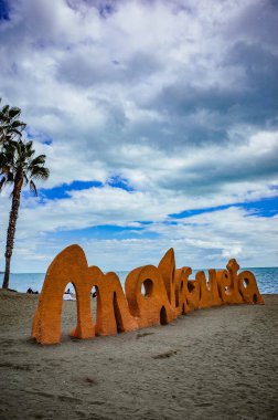 Malaga, Endülüs, Costa de Sol, İspanya. Malagueta plaj tarihi. 16 Mart 2025