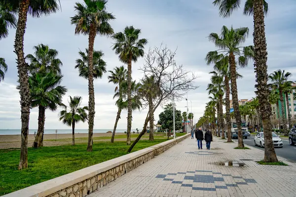 Malaga, Endülüs, Costa de Sol, İspanya. San Andres sahil yolu. 12 Mart 2025