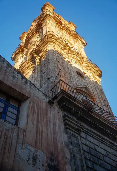Malaga, Costa del Sol, Endülüs, İspanya. Malaga Katedrali 'nin mimari fotoğrafı. 15 Mart 2025