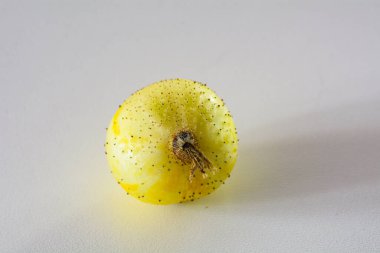 Erimiş limon salatalığının kaliteli bir görüntüsü. Kendine özgü yuvarlak şekli ve sarı derisi var. Tarafsız bir arka planda yemek ve bahçe kullanımı için izole edilmiş.