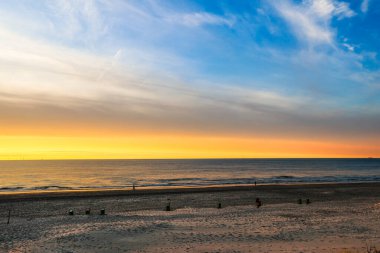 Netherlands,Zandvoort. Sept 28, 2025. Coastal Scene with Beach, Sunset , Promenade, and Seasonal Atmosphere. Zandvoort dunes, beach life, and coastal rhythm with quiet charm and beautyful sky