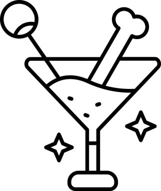 Kokteyl ikonu, basit vektör çizimi