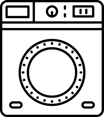 Çamaşır makinesi simgesini, basit siyah stil