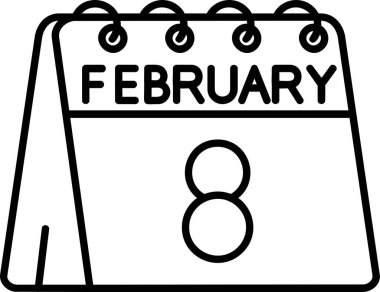 Şubat takvim simgesi, vektör illüstrasyonu