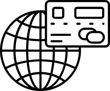 küresel radyo ikonu. Beyaz arkaplanda izole edilmiş web tasarımı için genel radyo vektör simgesi