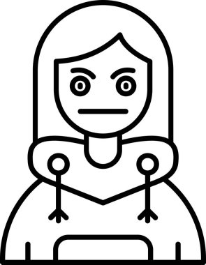 Kadın kişi ikon ana hatları vektörü. Kadın yüzü