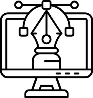 Bilgisayar monitörü simgesi. Web için dizüstü bilgisayar vektör simgelerinin özet çizimi
