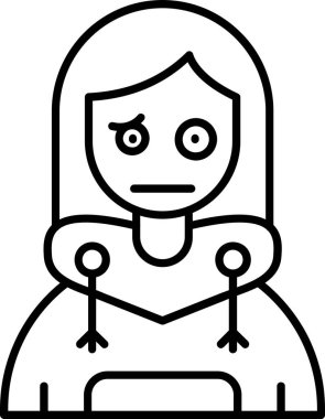 Hüzünlü ifadesi olan kadın, vektör çizimi