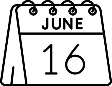 10 Haziran tarih simgesi ana hatlar biçiminde