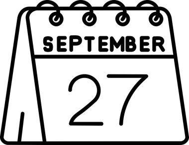 27 Ağustos tarihli takvim, beyaz arkaplanda bir illüstrasyon
