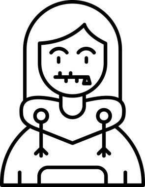 Cadılar Bayramı maskesi çizgisi biçim vektör simgesi tasarımlı kız