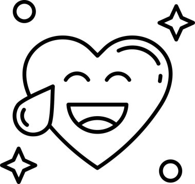 Emoji yüz kalp simgesi dış hat biçiminde
