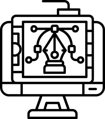 Ana hatlar biçiminde bilgisayar donanım simgesi