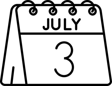 Taslak biçimi izole edilmiş vektör illüstrasyonunda takvim Temmuz tarih simgesi